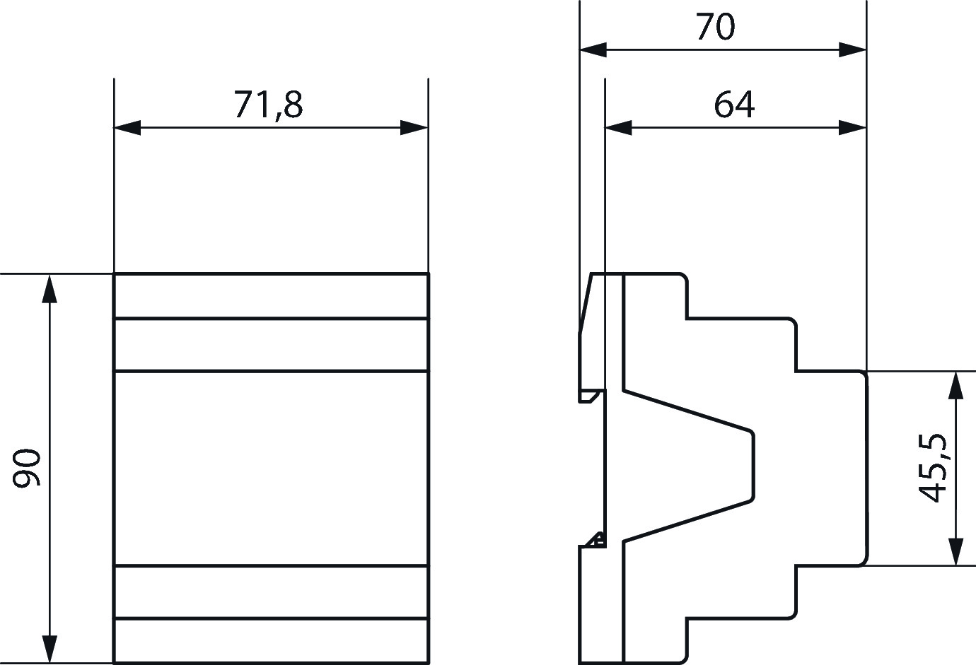 Theben JM 4 T KNX Jalousieaktor 4-fach (4940250) - Maßzeichnung