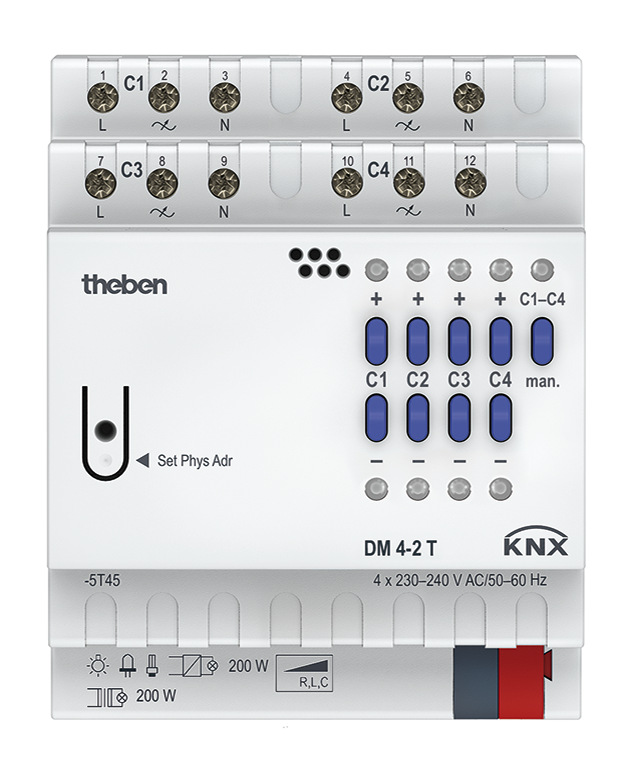 Theben DM 4-2 T KNX Universal-Dimmaktor 4-fach