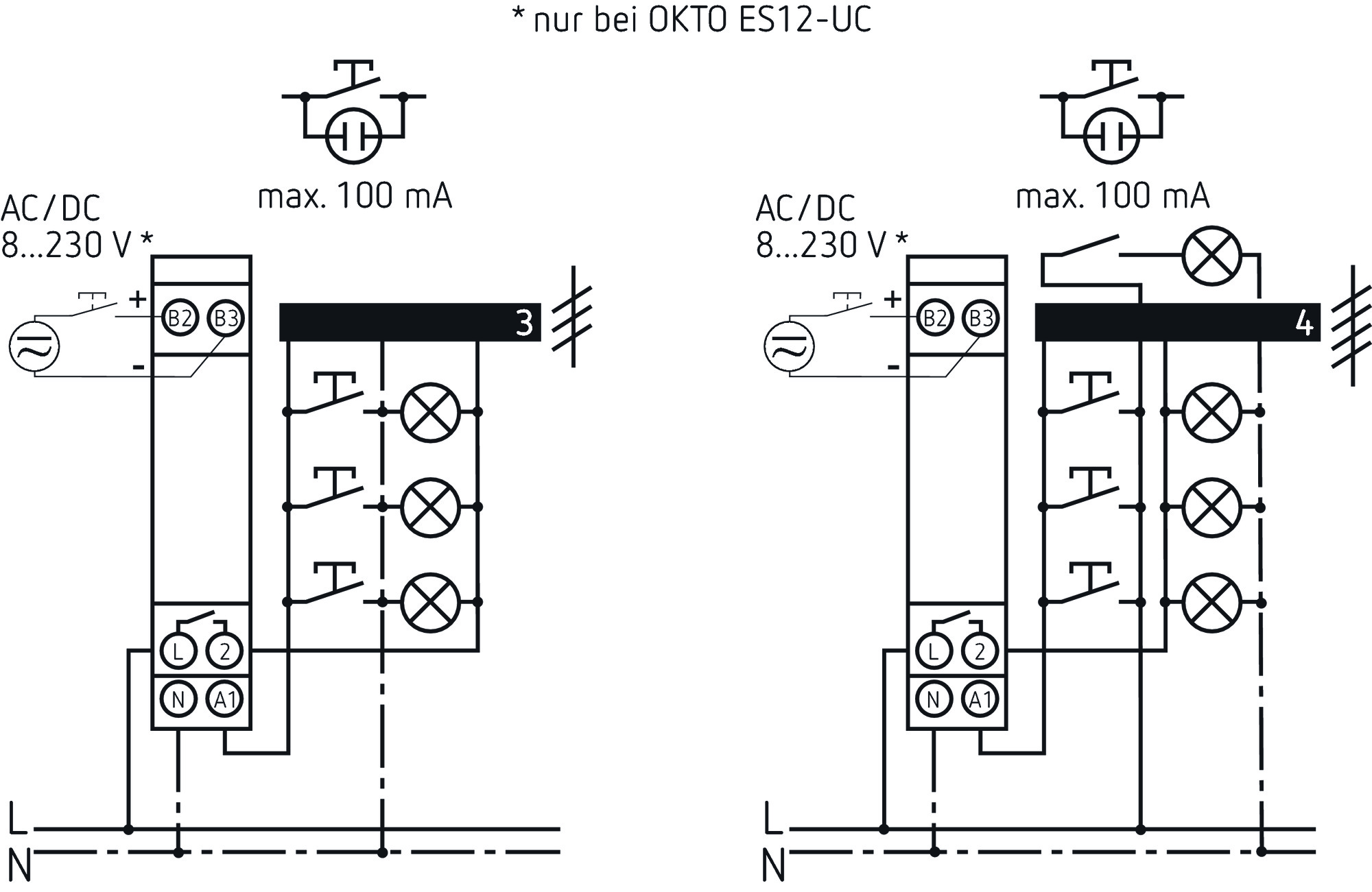 Theben OKTO ES12-UC Elektronischer Stromstoßschalter (3120131) - Schaltbild