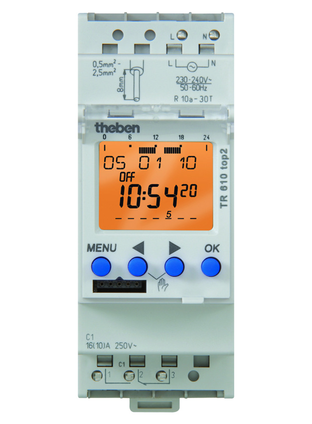 Theben TR 610 top2 G Reiheneinbau-Digital-Zeitschaltuhr 1 Kanal