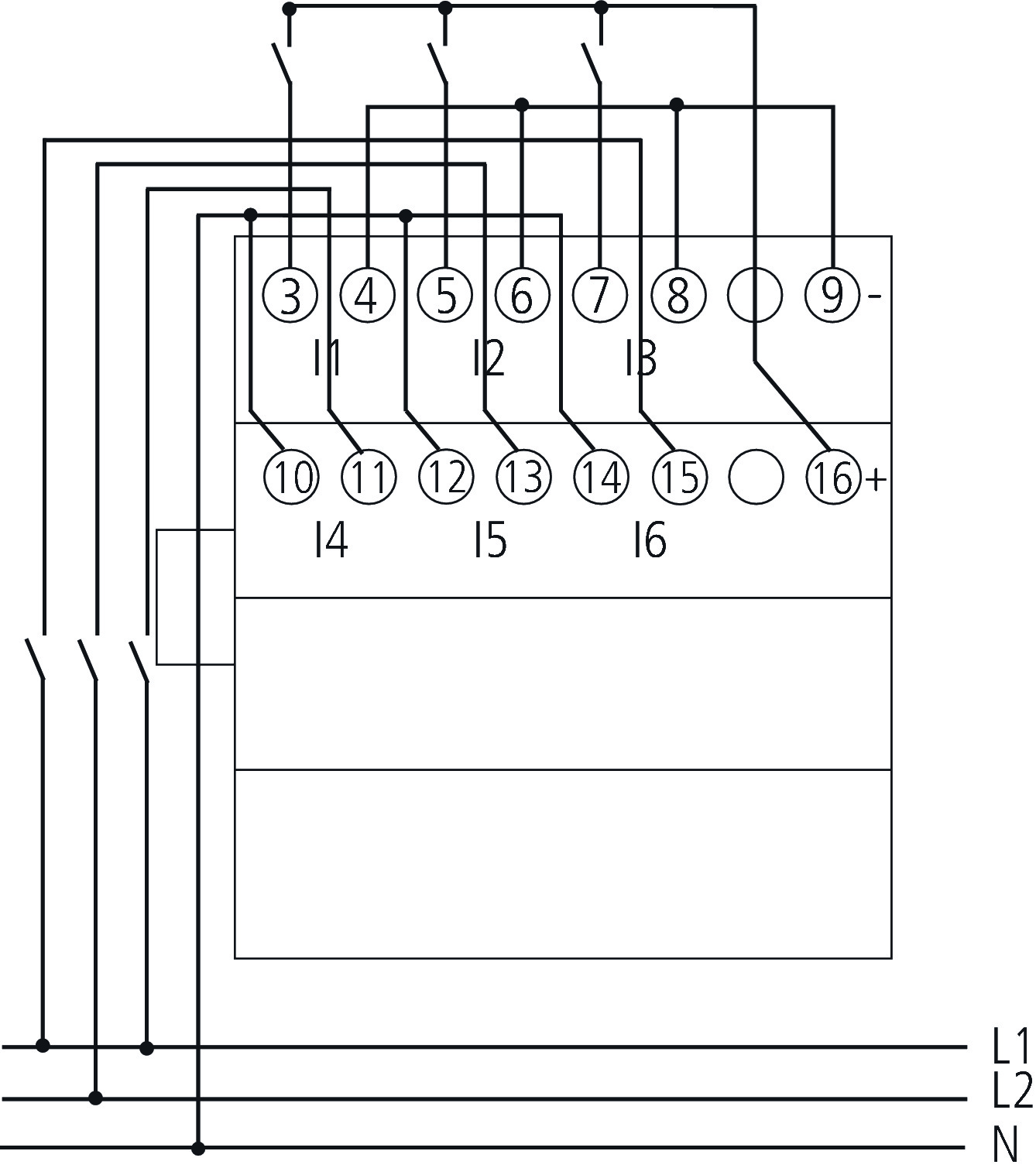 Theben BME 6 T KNX Binäreingang 6-fach (4930235) - Schaltbild