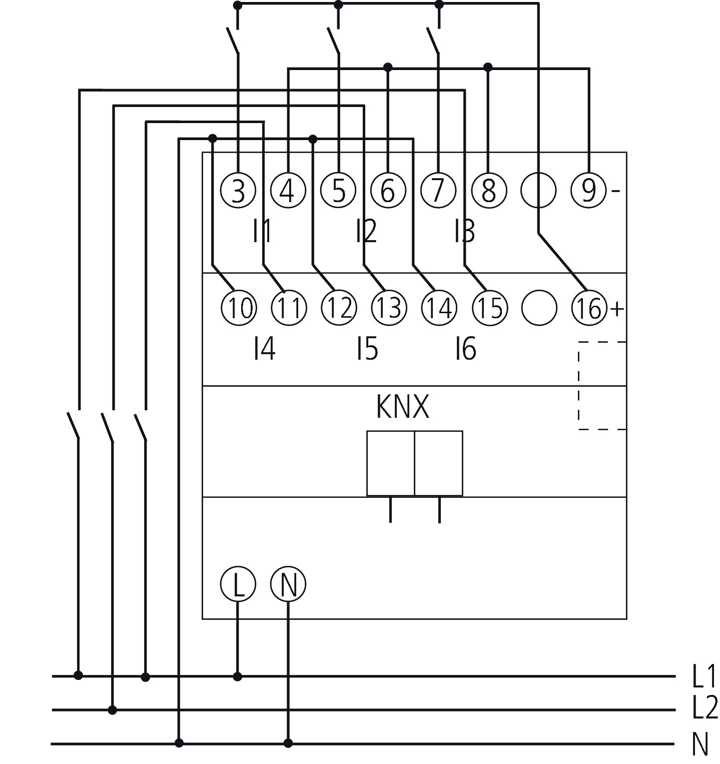 Theben BMG 6 T KNX Binäreingang 6-fach (4930230) - Schaltbild
