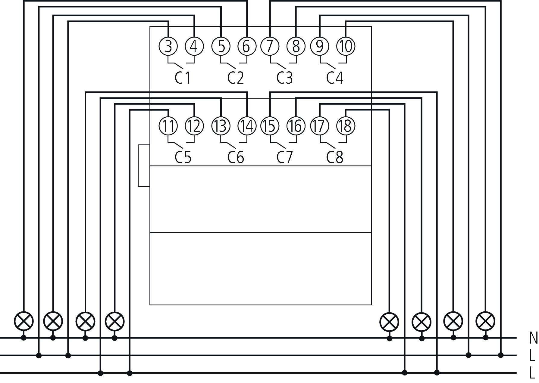 Theben RME 8 S KNX Schaltaktor 8-fach (4930225) - Schaltbild
