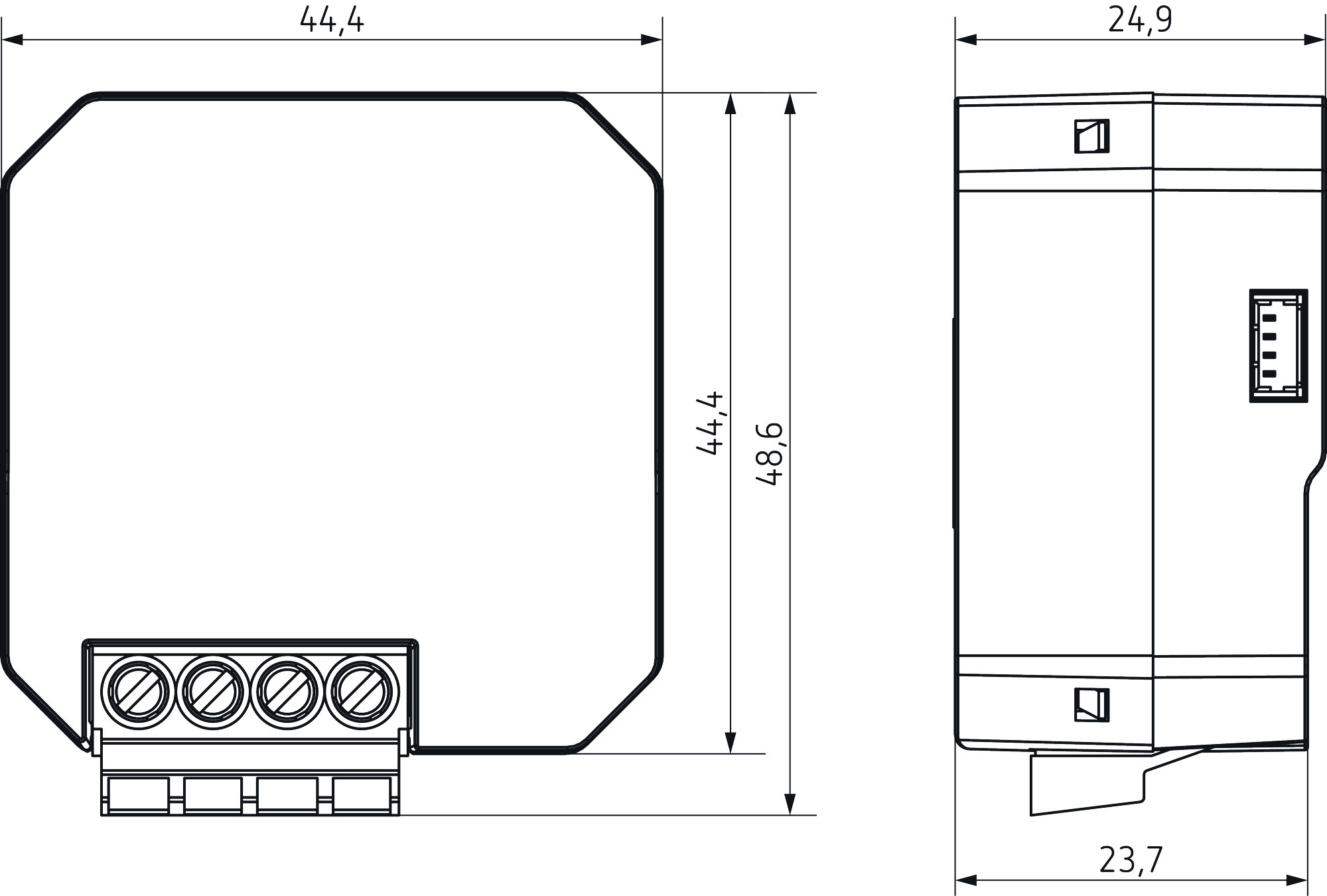 Theben SU 1 S RF KNX UP-Funk-Schaltaktor (4941621) - Maßzeichnung