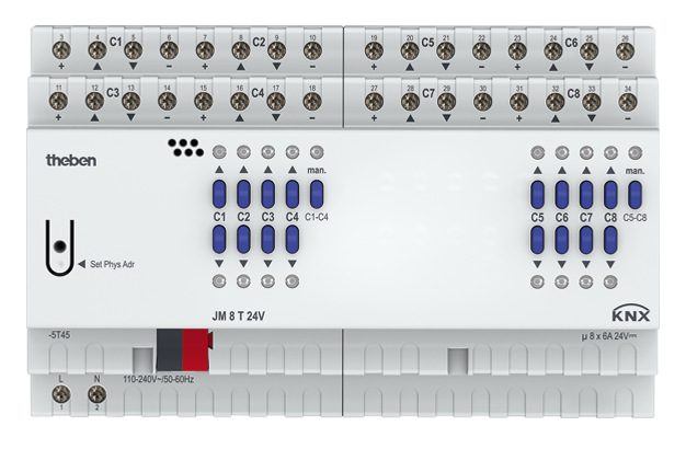 Theben JM 8 T 24V KNX Jalousieaktor 24V 8-fach