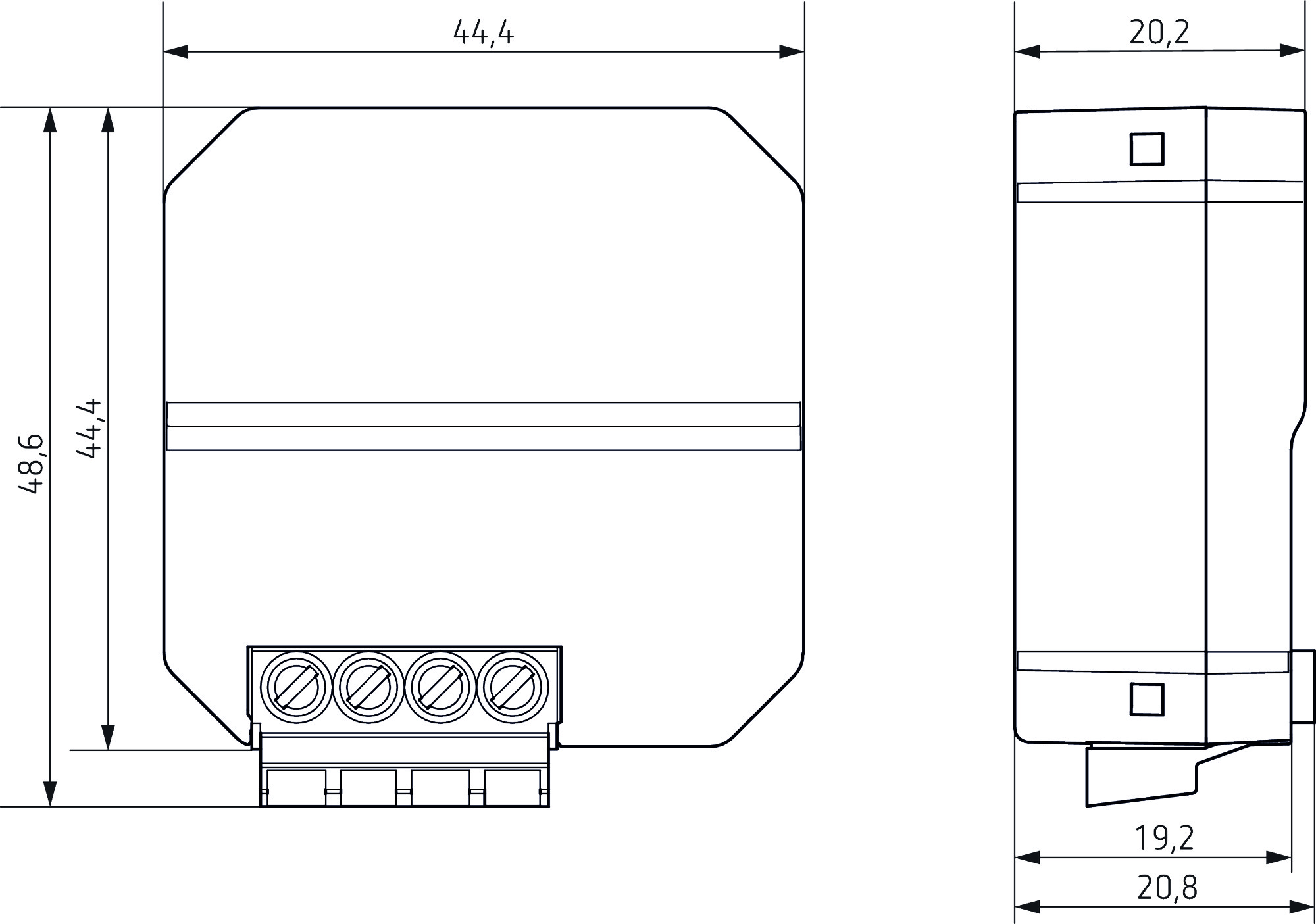 Theben DIMAX 545 plus P UP-Universaldimmer (5450130) - Maßzeichnung