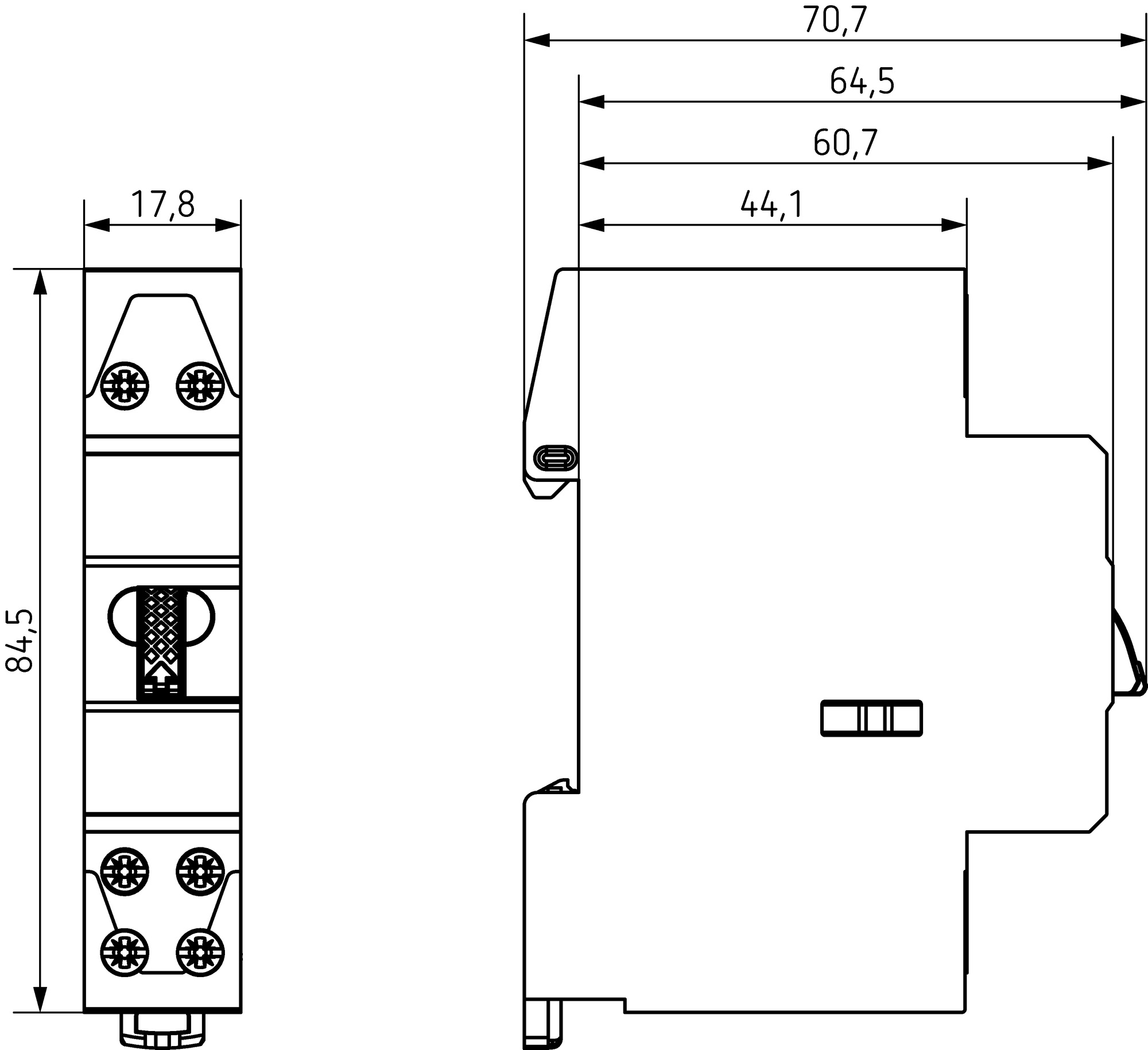 Theben OKTO S22-230 Elektromechanischer Stromstoßschalter (3120122) - Maßzeichnung