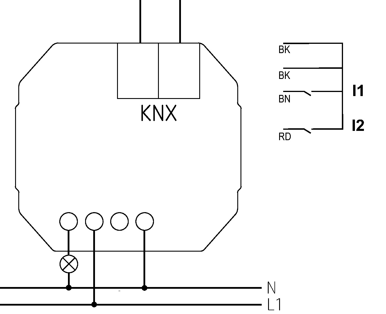 Theben DU 1 S RF KNX UP-Funk-Universaldimmaktor (4941671) - Schaltbild