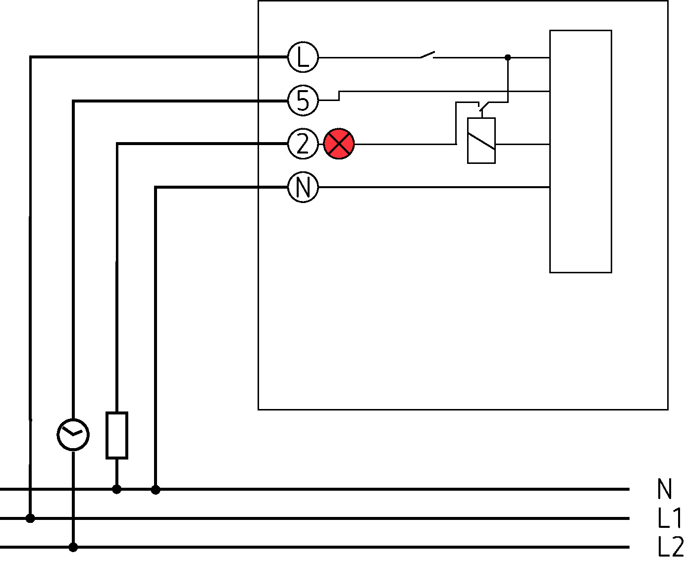 Theben RAMSES 746 S Elektronischer UP-Raumthermostat (7460300) - Schaltbild