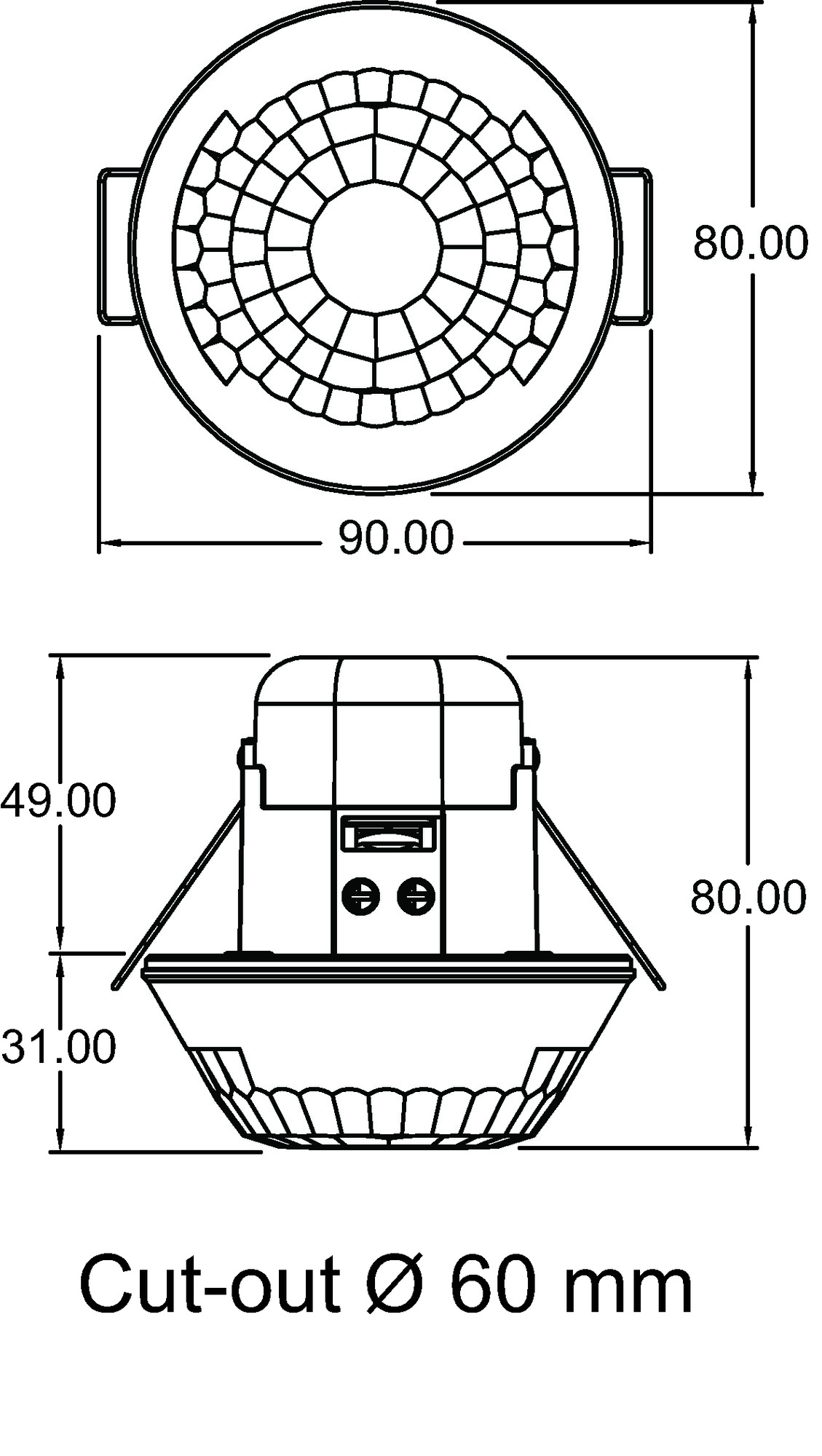 Theben LUXA 103 S360-100-28 WIN Korridormelder (PIR) (1030076) - Maßzeichnung