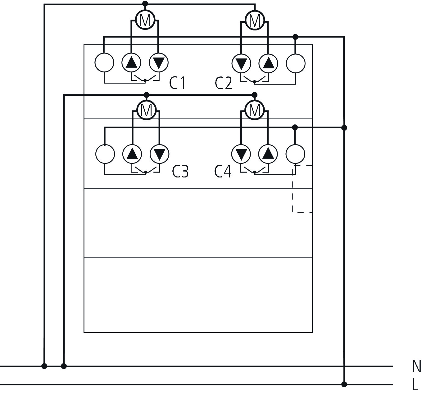 Theben JME 4 T KNX Jalousieaktor 4-fach (4930255) - Schaltbild