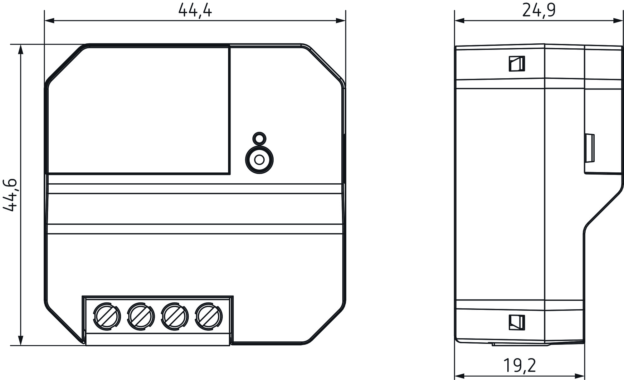 Theben RAMSES 814 BLE UP Digital-Uhrenthermostat für UP-Montage (8140150) - Maßzeichnung