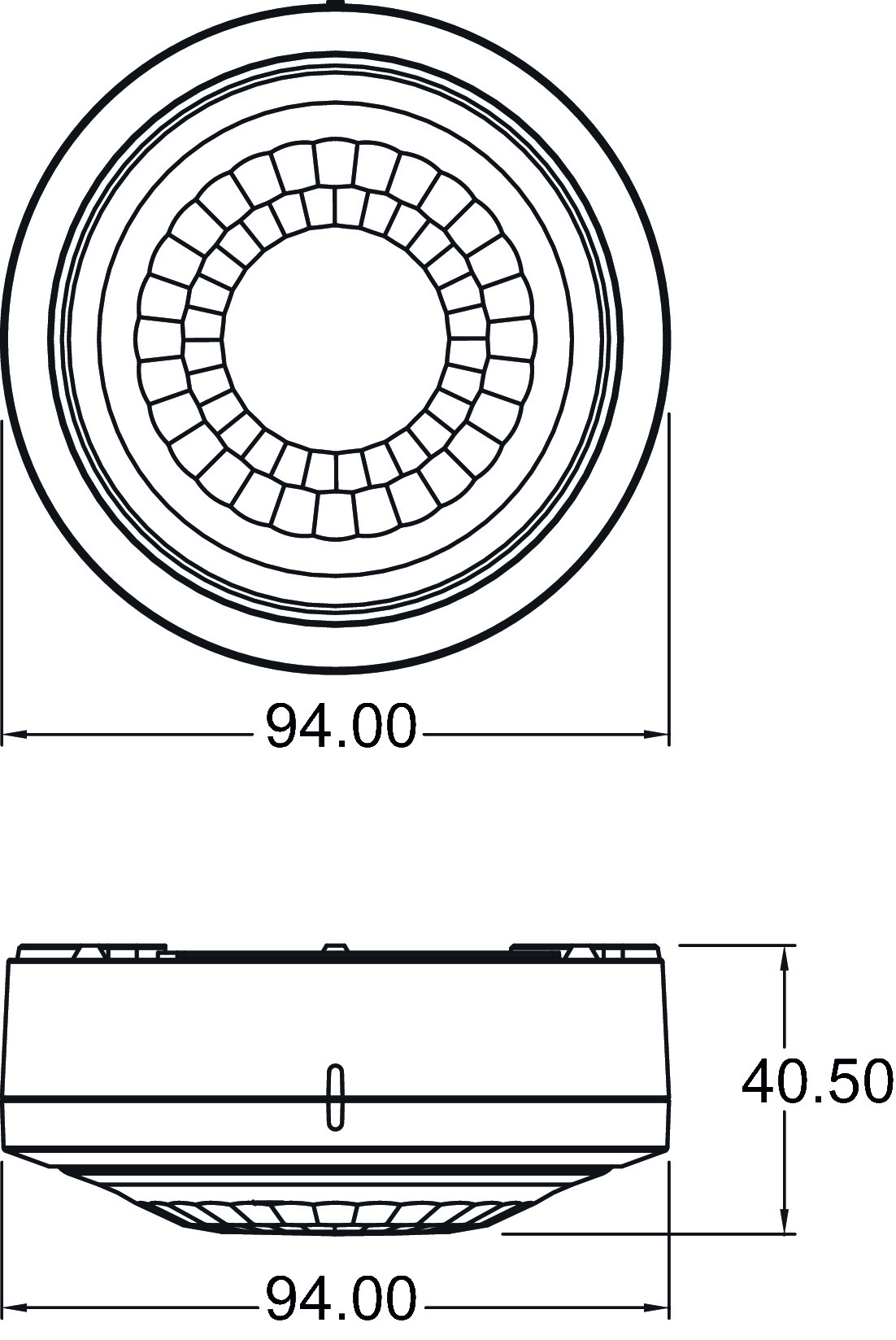 Theben LUXA 103 S360-101-12 AP WH Präsenzmelder Deckenmontage (1030063) - Maßzeichnung