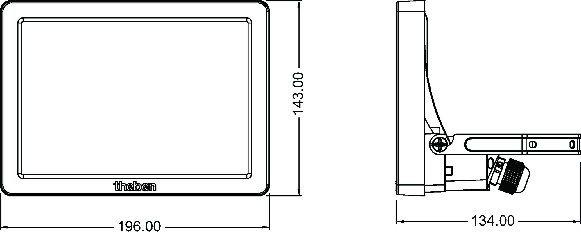 Theben theLeda B30 dual BK LED-Strahler 30 W (1020675) - Maßzeichnung