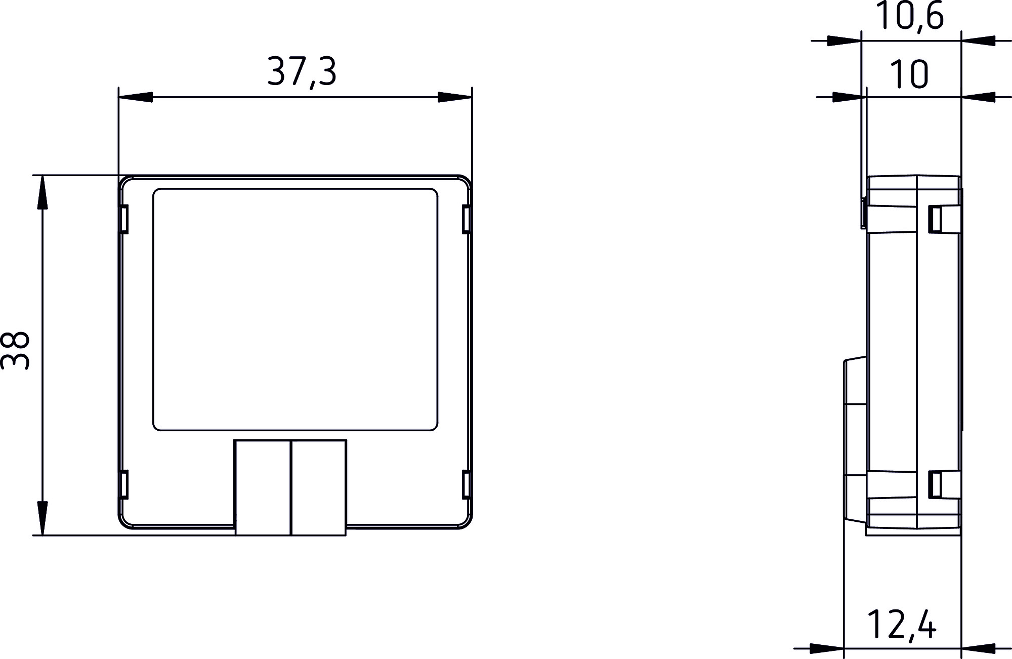 Theben LUXORliving T2.1 Tasterschnittstelle LUXORliving 2-fach (4800403) - Maßzeichnung