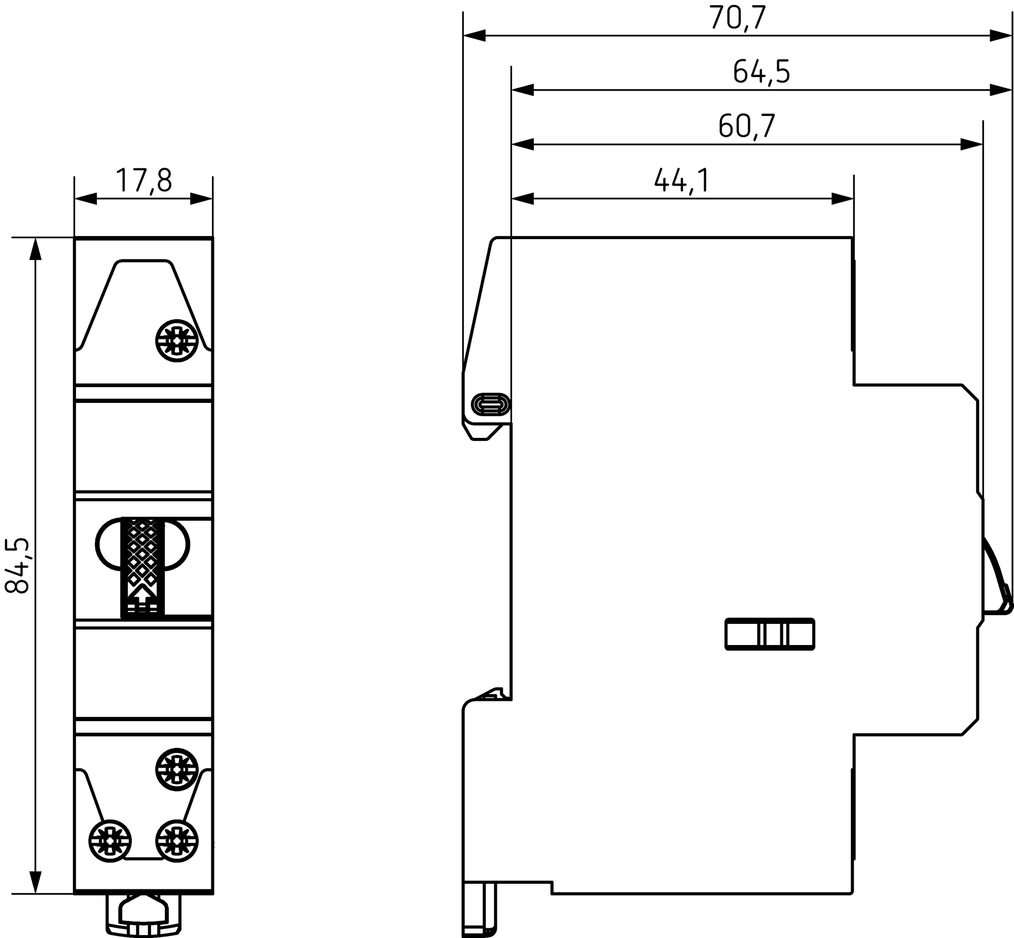 Theben OKTO S12-230 Elektromechanischer Stromstoßschalter (3120120) - Maßzeichnung