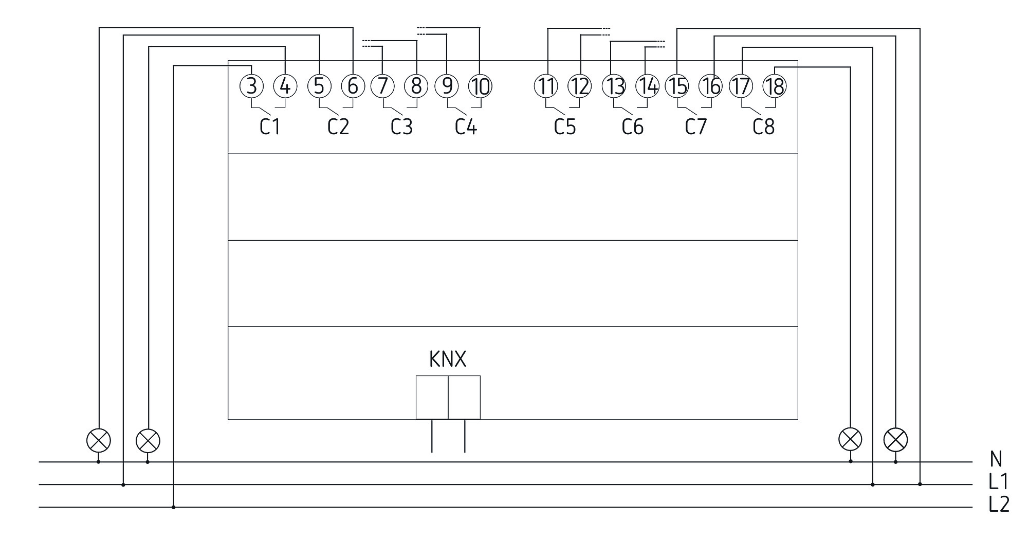 Theben RM 8 H KNX Schaltaktor (4940217) - Schaltbild