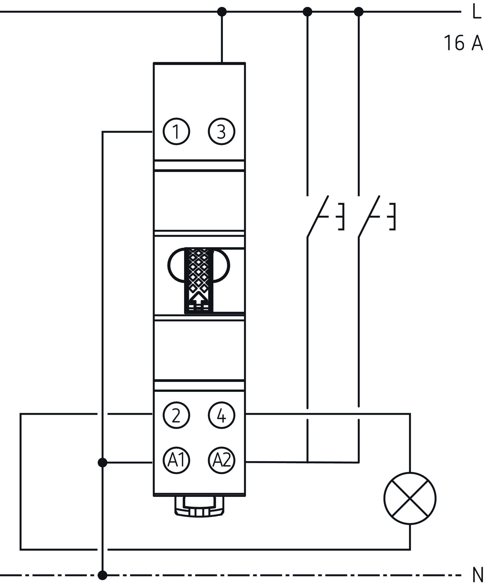 Theben OKTO S22-230 Elektromechanischer Stromstoßschalter (3120122) - Schaltbild