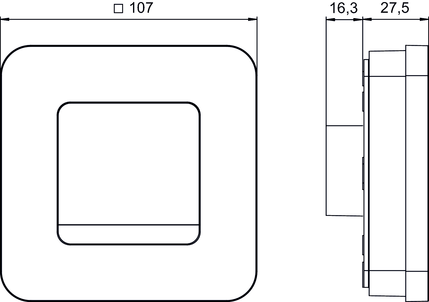 Theben RAMSES 812 top3 16A Digital-Uhrenthermostat (8120210) - Maßzeichnung