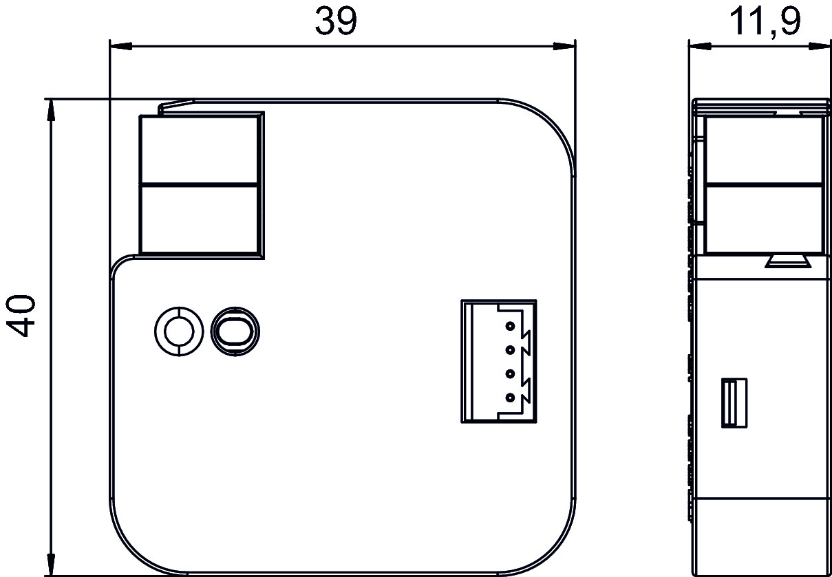 Theben AC IR1 KNX Split Unit Gateway (4940320) - Maßzeichnung