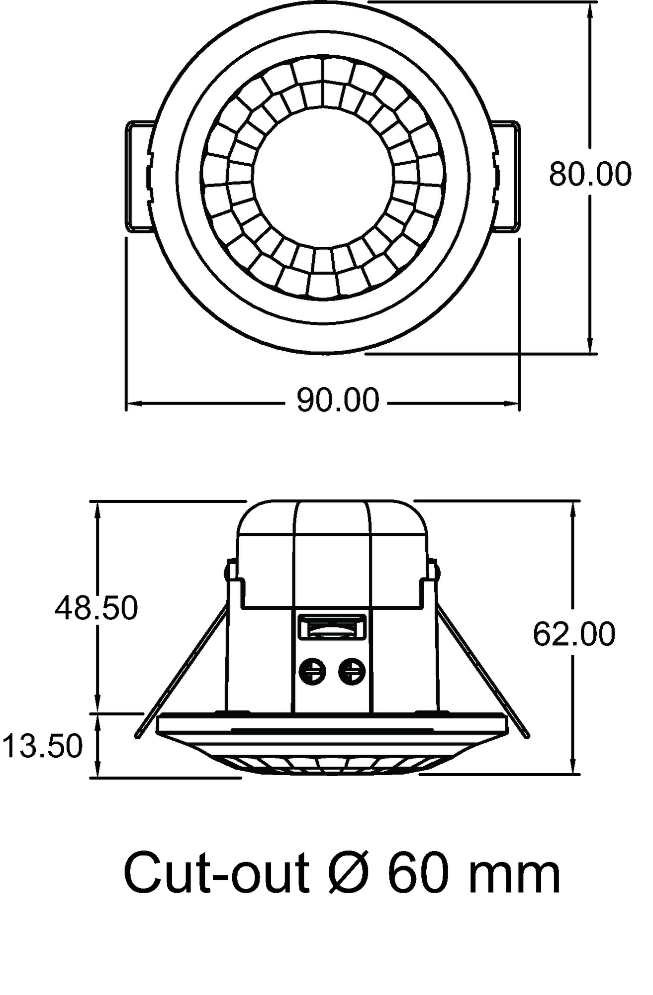 Theben LUXA 103 S360-100-12 GST Präsenzmelder (PIR) (1030055) - Maßzeichnung