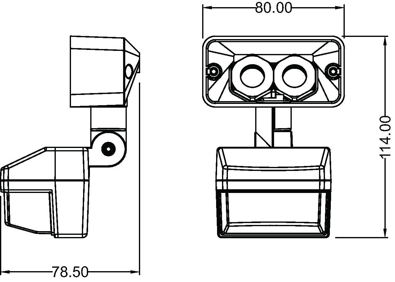 Theben theLeda B sensor BK Bewegungsmeldermodul für LED-Strahler (9080042) - Maßzeichnung