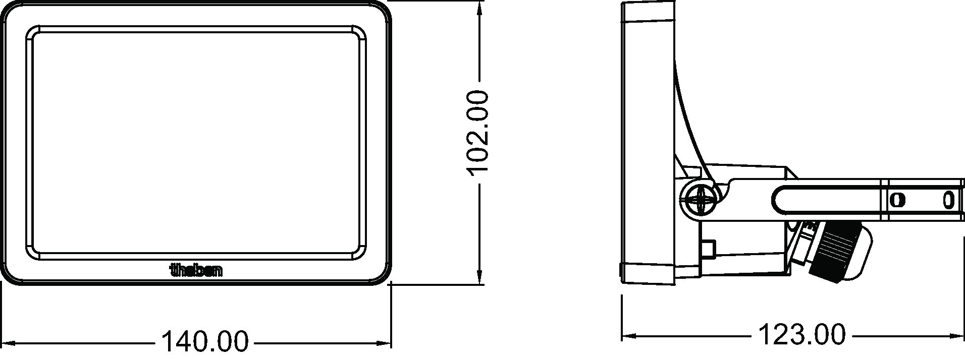 Theben theLeda B20 dual BK LED-Strahler 20 W (1020673) - Maßzeichnung