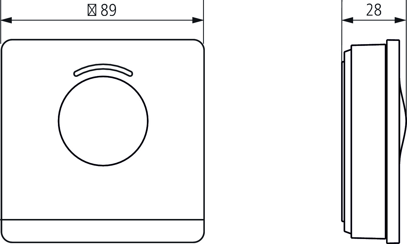 Theben RAMSES 812 BLE Digital-Uhrenthermostat (8120150) - Maßzeichnung