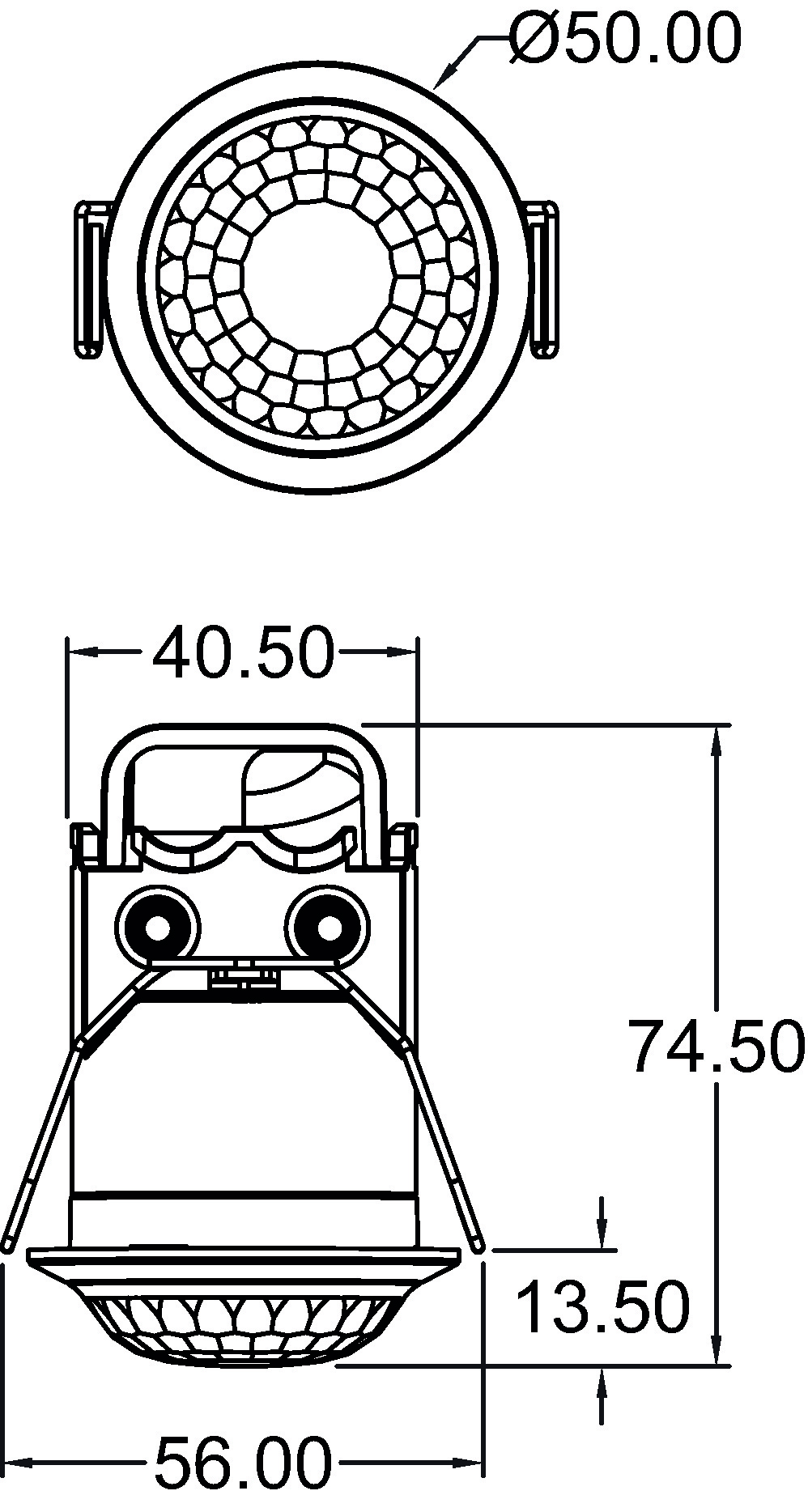 Theben PIRA T6 Mini Bewegungsmelder DE-Deckenmontage (1030202) - Maßzeichnung
