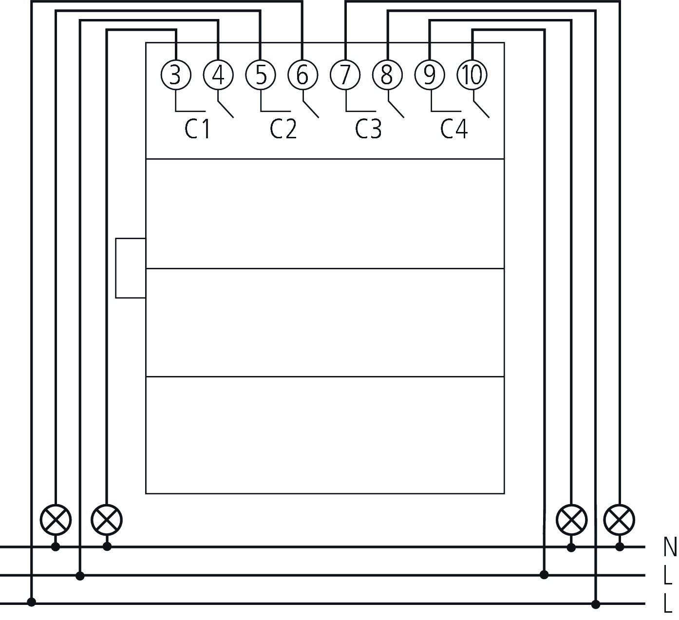 Theben RME 4 U KNX Schaltaktor 4-fach (4930228) - Schaltbild