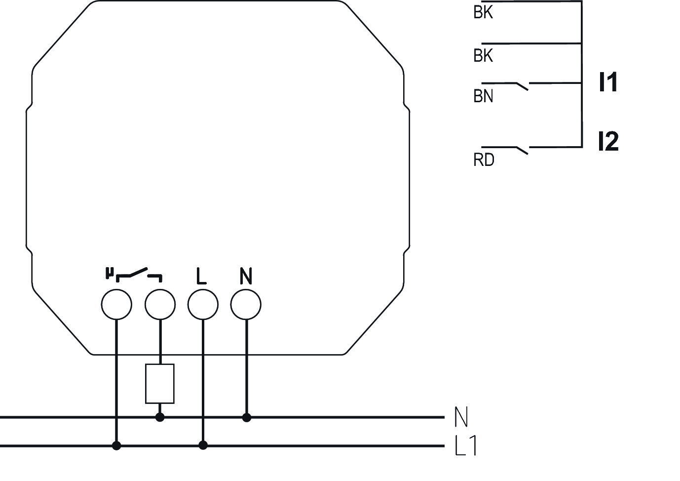 Theben EU 1 S RF KNX 1-fach Aktor UP für Elektroheizungen (4941642) - Schaltbild