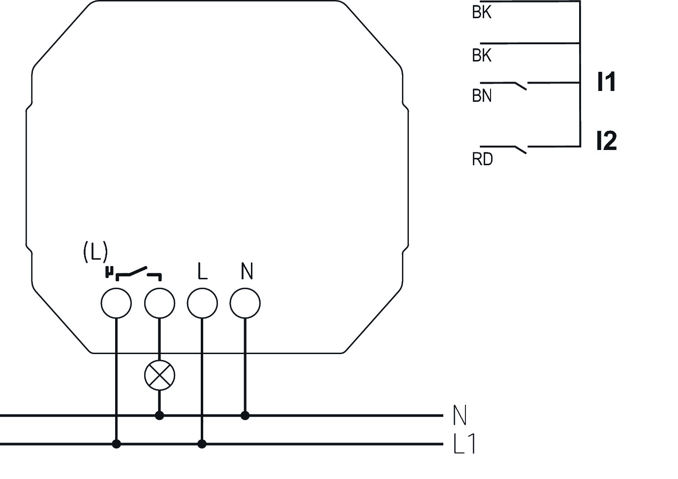 Theben SU 1 S RF KNX UP-Funk-Schaltaktor (4941621) - Schaltbild