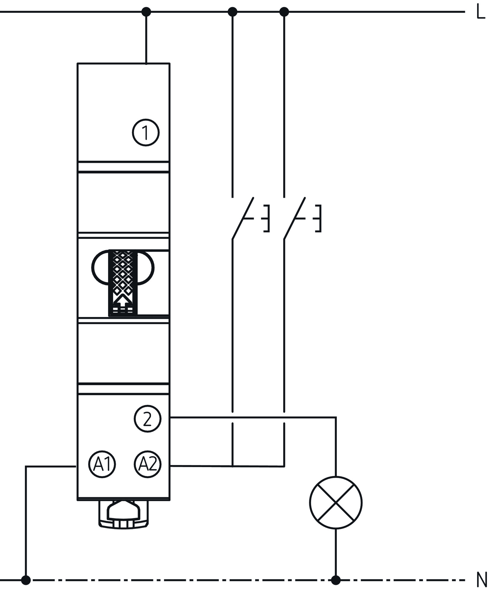 Theben OKTO S12-230 Elektromechanischer Stromstoßschalter (3120120) - Schaltbild