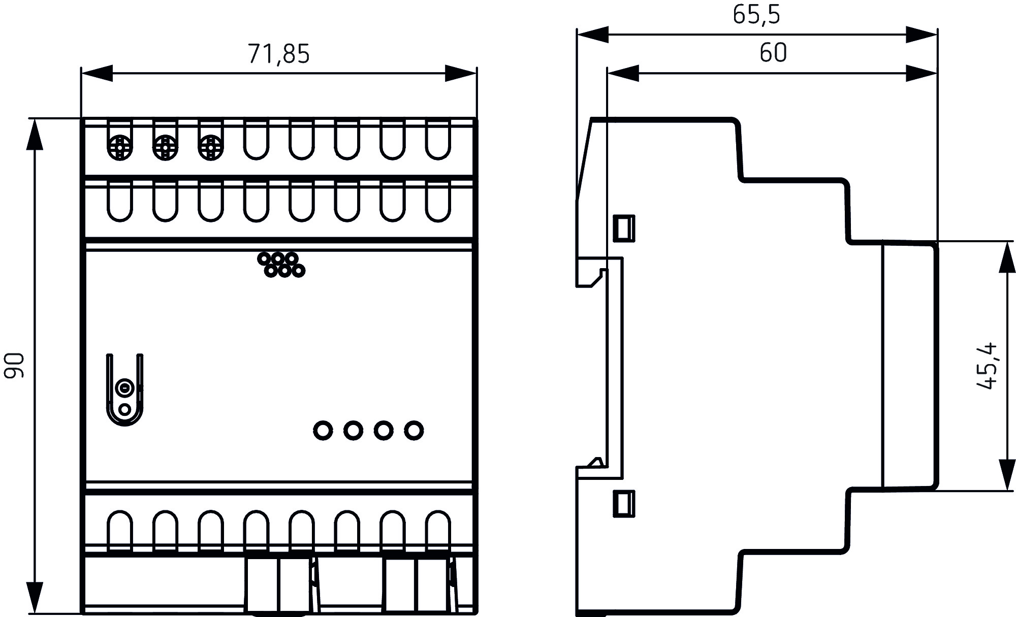 Theben PS 320 mA T KNX Spannungsversorgung (9070957) - Maßzeichnung