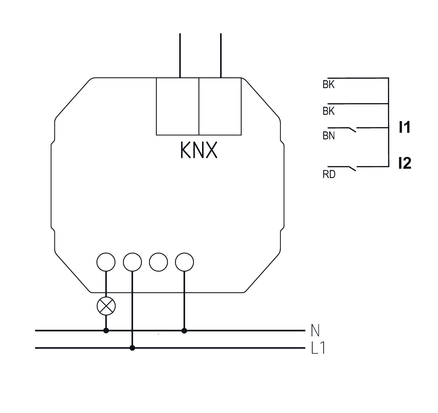 Theben DU 1 KNX UP-Dimmaktor (4942570) - Schaltbild
