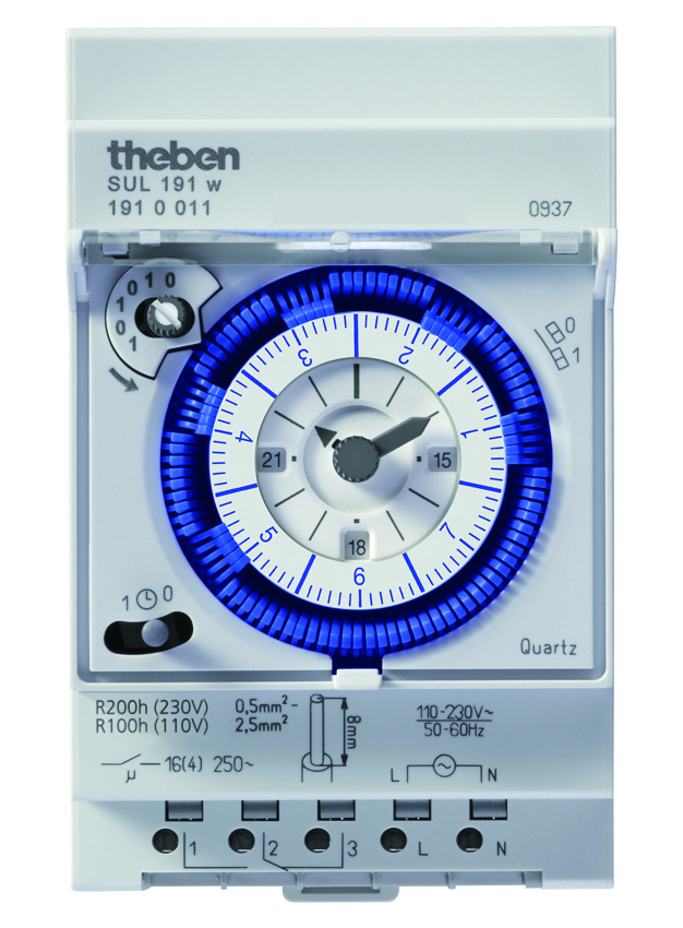 Theben SUL 191 w Reiheneinbau-Zeitschaltuhr 7Tage
