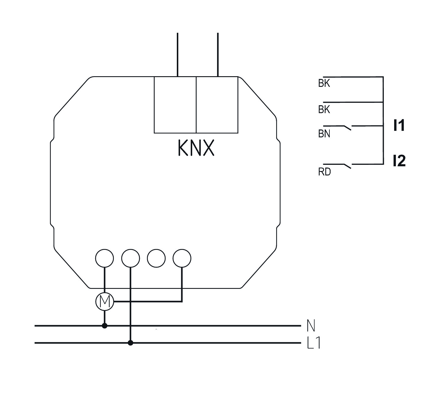 Theben JU 1 KNX UP-Jalousieaktor (4942550) - Schaltbild