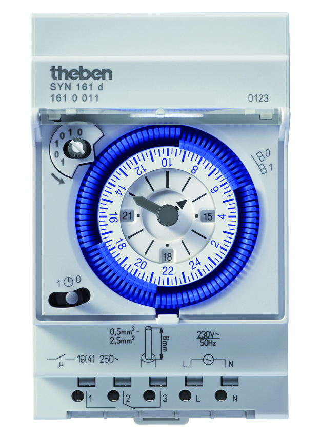 Theben SYN 161 d Reiheneinbau-Zeitschaltuhr 24 Std.