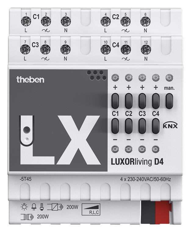 Theben LUXORliving D4 Universal-Dimmaktor LUXORliving 4-fach