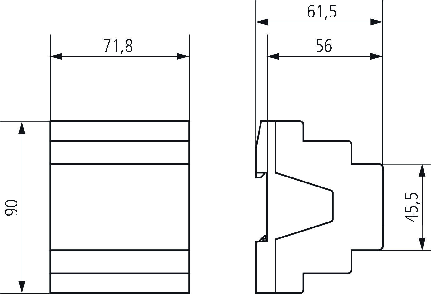 Theben FCA 1 KNX Fan Coil Aktor (4920200) - Maßzeichnung