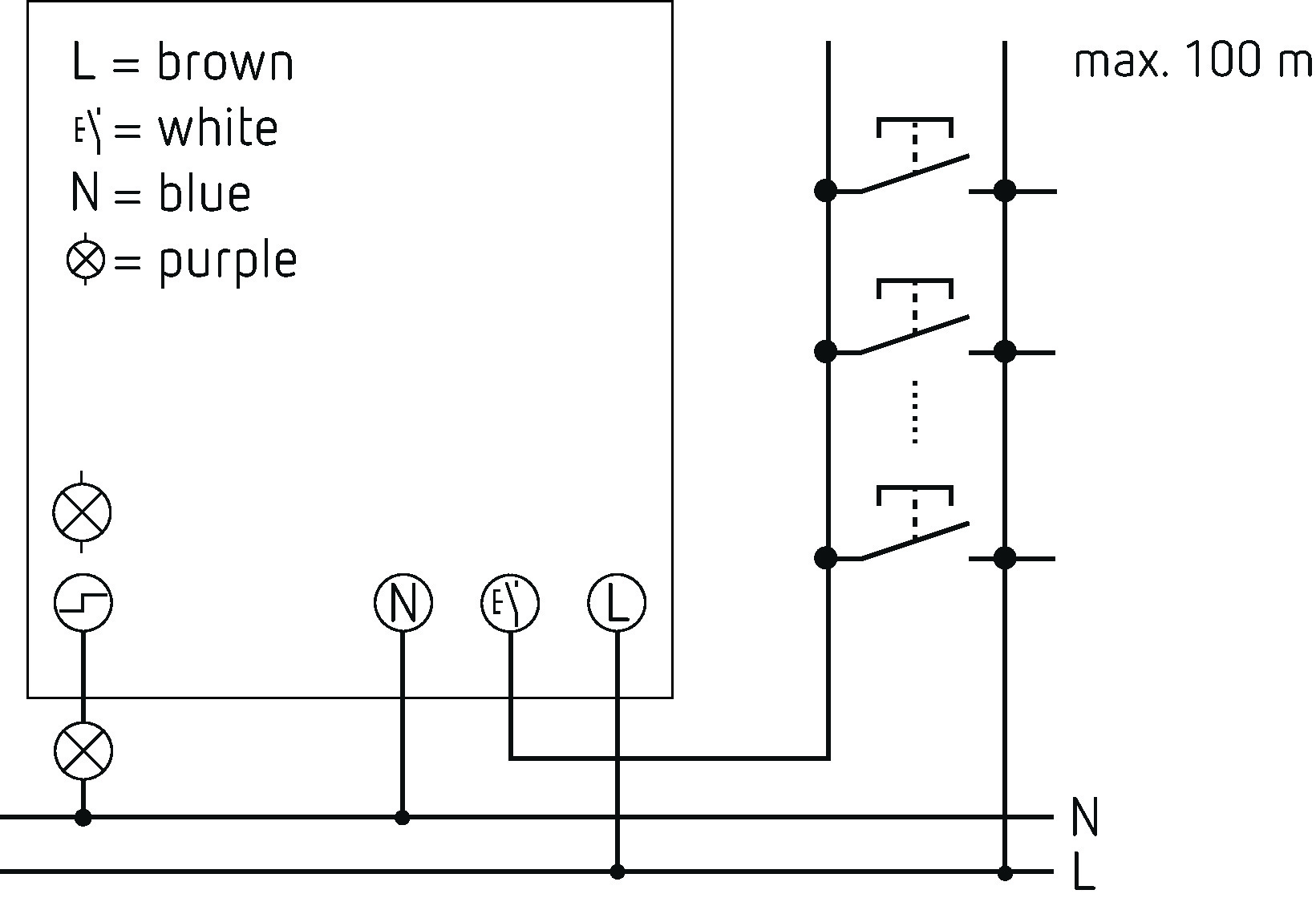 Theben OKTO 540 BN Elektronischer Mini-Stromstoßschalter (5400030) - Schaltbild