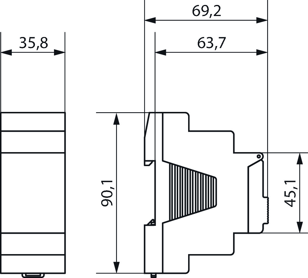 Theben RAMSES 366/1 top2 Reiheneinbau-Zonenregelung (1 Zone/Raum) (3660100) - Maßzeichnung